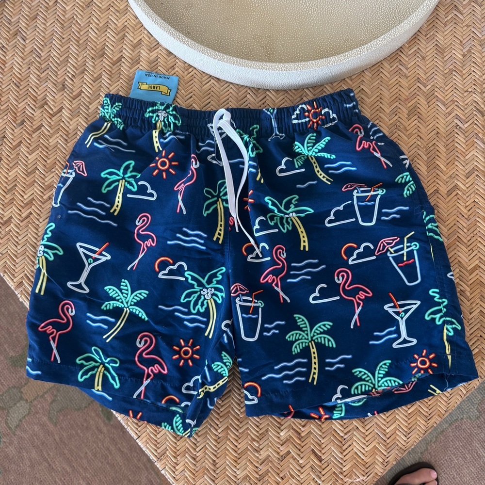 Chubbies Neon Tropical Print Swim Trunks